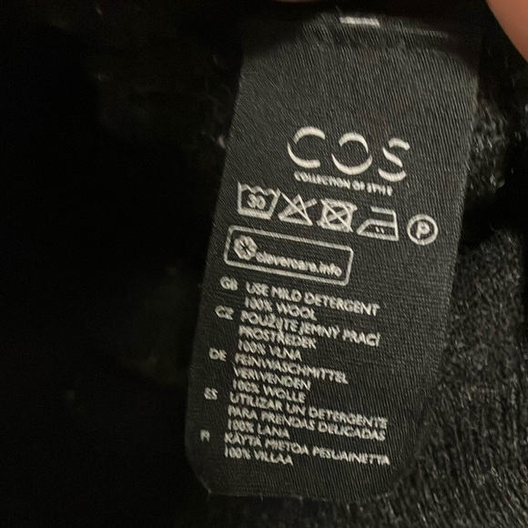 COS Black Flecked 100% Wool Cardigan Sweater - Picture 5 of 6